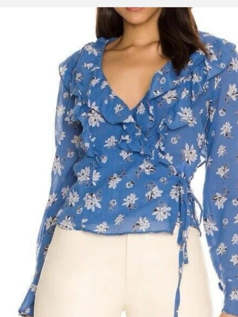 Free People Amanda Floral Print Wrap Top size S